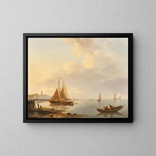 Navegando en aguas tranquilas - Hermanus Koekkoek — cuadro enmarcado en la pared