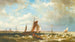 Ships in an estuary with windmills in the background - Hermanus Koekkoek the Younger — artwork view