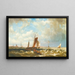 Ships in an estuary with windmills in the background - Hermanus Koekkoek the Younger — framed artwork on a wall