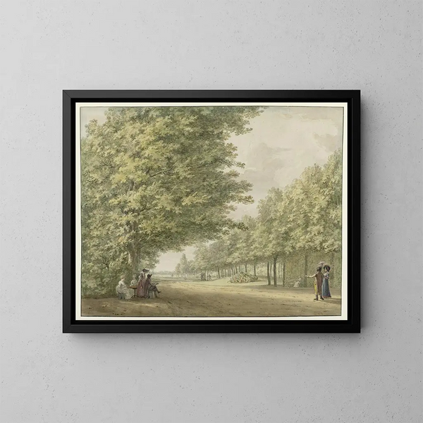 Vista en los jardines de la propiedad Zandbergen - Hermanus Numan — cuadro enmarcado en la pared