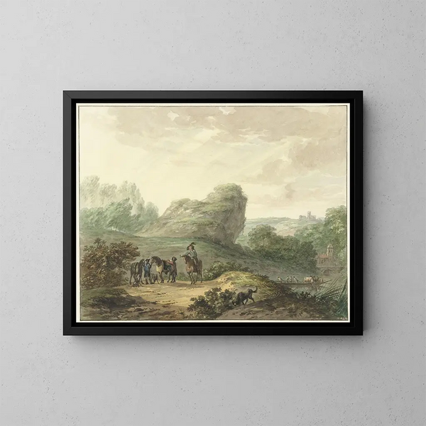 Paisaje con caballeros - Hermanus Numan — cuadro enmarcado en la pared