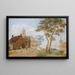 a village by a wide riverbank - Hermanus Petrus Schouten — framed artwork on a wall