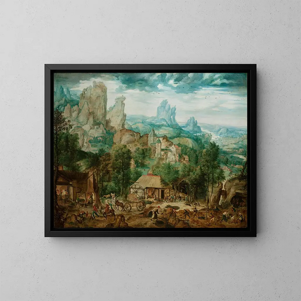 Paisaje con una fundición - Herri met de Bles — cuadro enmarcado en la pared