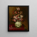 naturaleza muerta con flores en un jarrón de porcelana sobre una mesa con manteles - Hieronymus Wechinger — cuadro enmarcado en la pared