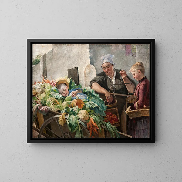 Mujer vendedora de verduras en Francia - Hildegard Thorell — cuadro enmarcado en la pared