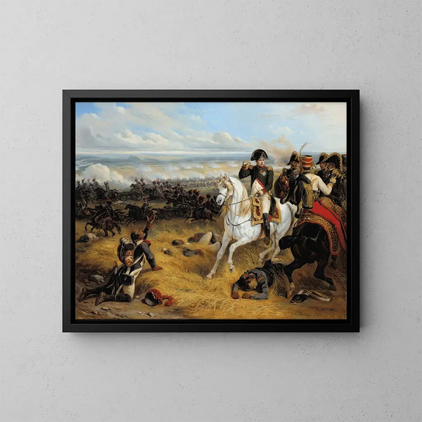 Napoleón en Wagram - Hippolyte Bellangé — cuadro enmarcado en la pared