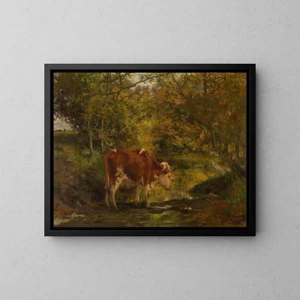 Cow in the ditch - Hippolyte Boulenger — framed artwork on a wall