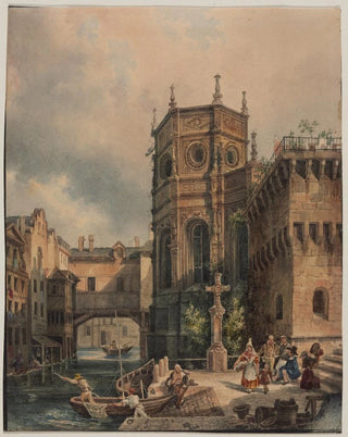 Hippolyte Jean Baptiste Garnerey - Scene on a Canal.webp