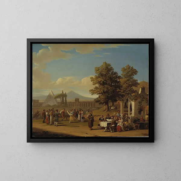 Fiesta de la cosecha italiana en Monte Testaccio cerca de Roma - Hjalmar Mörner — cuadro enmarcado en la pared