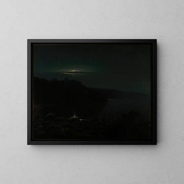 Hammershus bajo la luz de la luna - Holger Drachmann — cuadro enmarcado en la pared