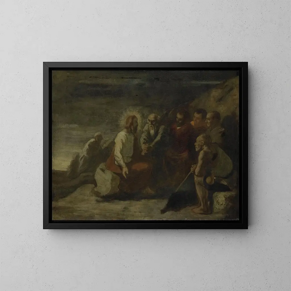 El Cristo y sus discípulos - Honoré Daumier — cuadro enmarcado en la pared