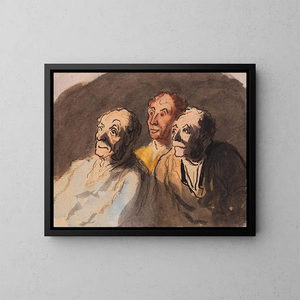 Tres espectadores - Honoré Daumier — cuadro enmarcado en la pared