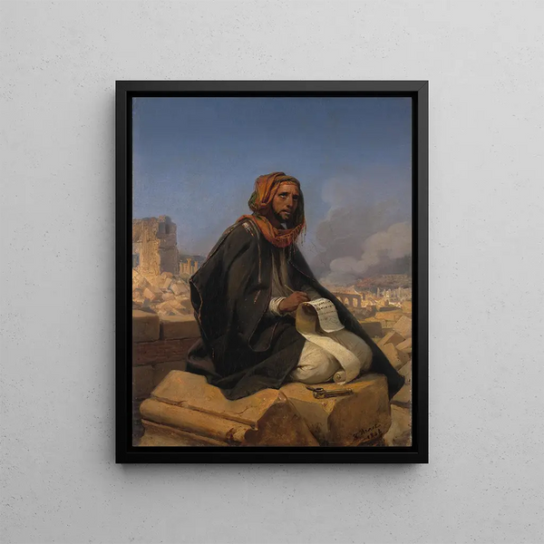 Jérémie en las ruinas de Jerusalén - Horace Vernet — cuadro enmarcado en la pared