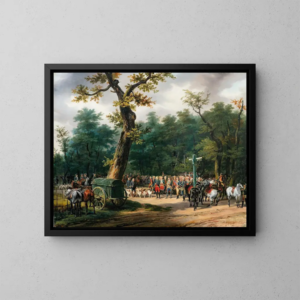La última caza de Luis XVI en Fontainebleau - Horace Vernet — cuadro enmarcado en la pared