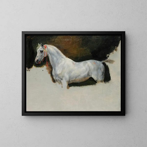 Study of a White Horse - Horace Vernet — framed artwork on a wall