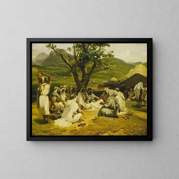 El narrador árabe - Horace Vernet — cuadro enmarcado en la pared