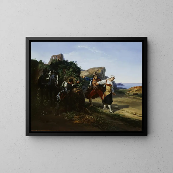 El bandido traicionado - Horace Vernet — cuadro enmarcado en la pared