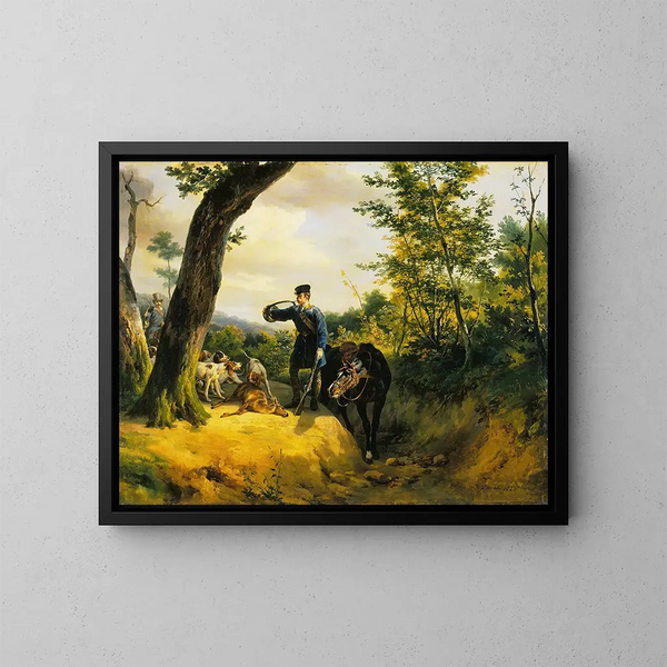 La carrera - Horace Vernet — cuadro enmarcado en la pared