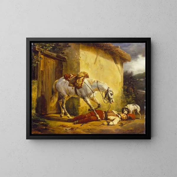 The Wounded Trumpeter - Horace Vernet — framed artwork on a wall