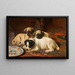 Cena: Dos carlin y un terrier - Horatio Henry Couldery — cuadro enmarcado en la pared