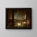 an hermit praying in the ruins of a Roman temple - Hubert Robert — framed artwork on a wall