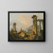 Un paisaje con pastores y pastoras entre ruinas antiguas con la estatua de Castor y Pollux y el Panteón a lo lejos - Hubert Robert — cuadro enmarcado en la pared