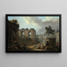Un capricho romano con lavanderas cerca de la estatua de Marco Aurelio - Hubert Robert — cuadro enmarcado en la pared