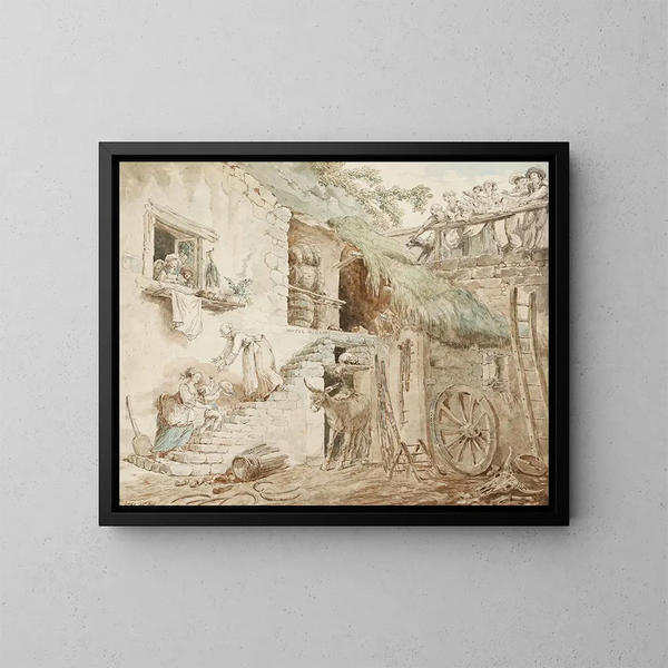 Alegoría de la caída de la familia du Barry - Hubert Robert — cuadro enmarcado en la pared