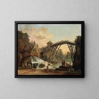 Hubert Robert - Draughtsman Drawing the Wooden Bridge in the Park of Mrville.webp