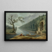 Garden scene painting with a canal - Hubert Robert — framed artwork on a wall