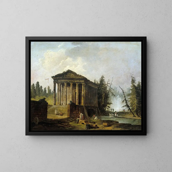 The Ancient Temple - Hubert Robert — framed artwork on a wall