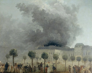 Hubert Robert - Lincendie de lOpra vu des jardins du PalaisRoyal le 8 juin 1781.webp