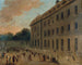 la Recreación de los prisioneros de Saint-Lazare, la partida de balón - Hubert Robert — vista de la obra
