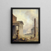 Roman Ruins Painting of the Forum with the Colosseum and the Obelisk - Hubert Robert — framed artwork on a wall
