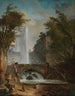 Staircase and fountain in the park of a Roman villa - Hubert Robert — artwork view