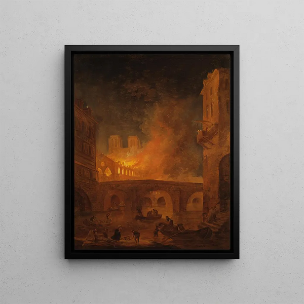 L'incendie de l'Hôtel-Dieu à Paris - Hubert Robert — framed artwork on a wall