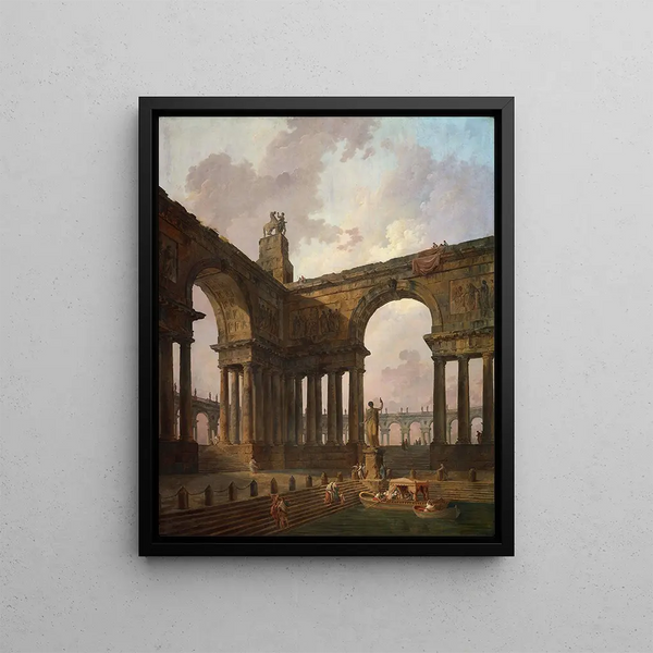 The Landing Site - Hubert Robert — framed artwork on a wall
