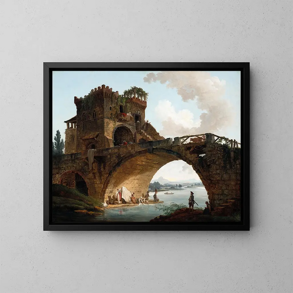 Le pont Salario - Hubert Robert — framed artwork on a wall