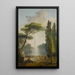 View of a Garden with a Large Fountain at the Center and Characters Relaxing and Dancing in the Foreground - Hubert Robert — framed artwork on a wall