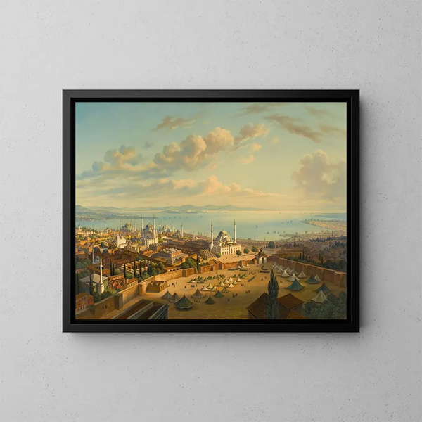 Constantinople desde la torre de fuego de Beyazit - Hubert Sattler — cuadro enmarcado en la pared