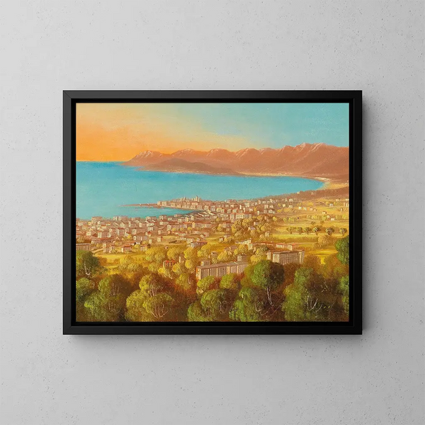 Vista de Cannes - Hubert Sattler — cuadro enmarcado en la pared