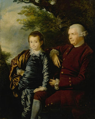 Hugh Barron - Portrait of a gentleman and a boy in a landscape.webp