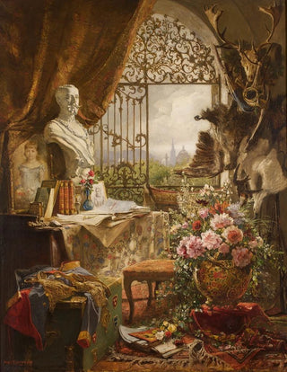Hugo Charlemont - Stillleben Mit Bste Des Kronprinzen Rudolf.webp