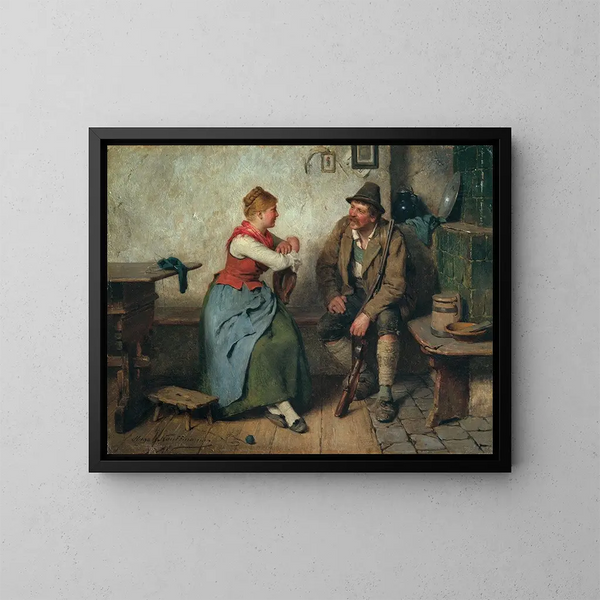 Hora de conversación - Hugo Kauffmann — cuadro enmarcado en la pared