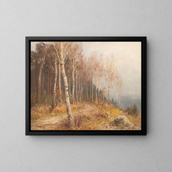 Bosque de abedules - Hugo Mühlig — cuadro enmarcado en la pared