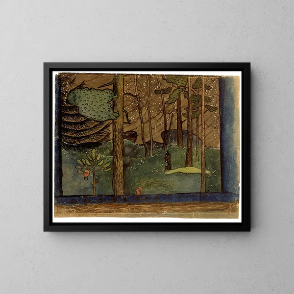 Otoño en el bosque - Hugo Simberg — cuadro enmarcado en la pared