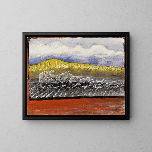 El viento sopla - Hugo Simberg — cuadro enmarcado en la pared