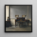 Ida en un interior con piano - Vilhelm Hammershøi — cuadro enmarcado en la pared