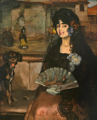 Ignacio Zuloaga - Gitana con Guantes con Perro.webp