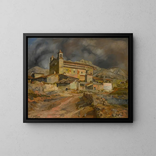 L'église de Maluenda - Ignacio Zuloaga — cuadro enmarcado en la pared